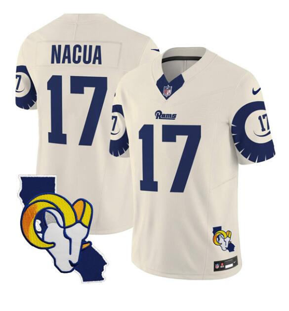 Men's Los Angeles Rams Active Player Custom Bone 2025 F.U.S.E. V2 Limited Stitched Football Jersey
